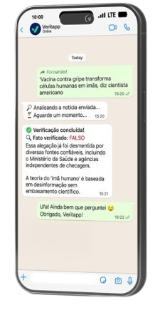 Mockup do chat do Veritapp